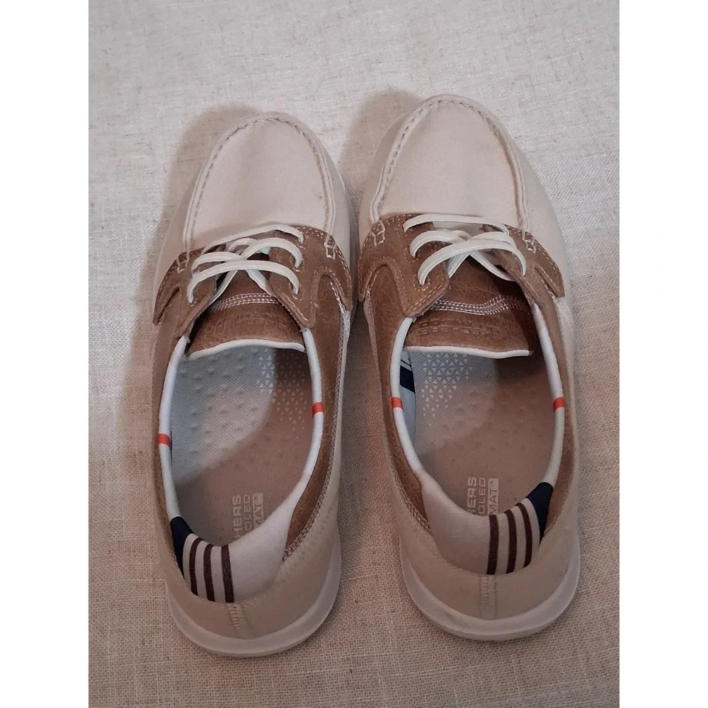 Skechers On-The-Go Boat Shoes Natural Beige Brown Loafers 136070 Mens 9